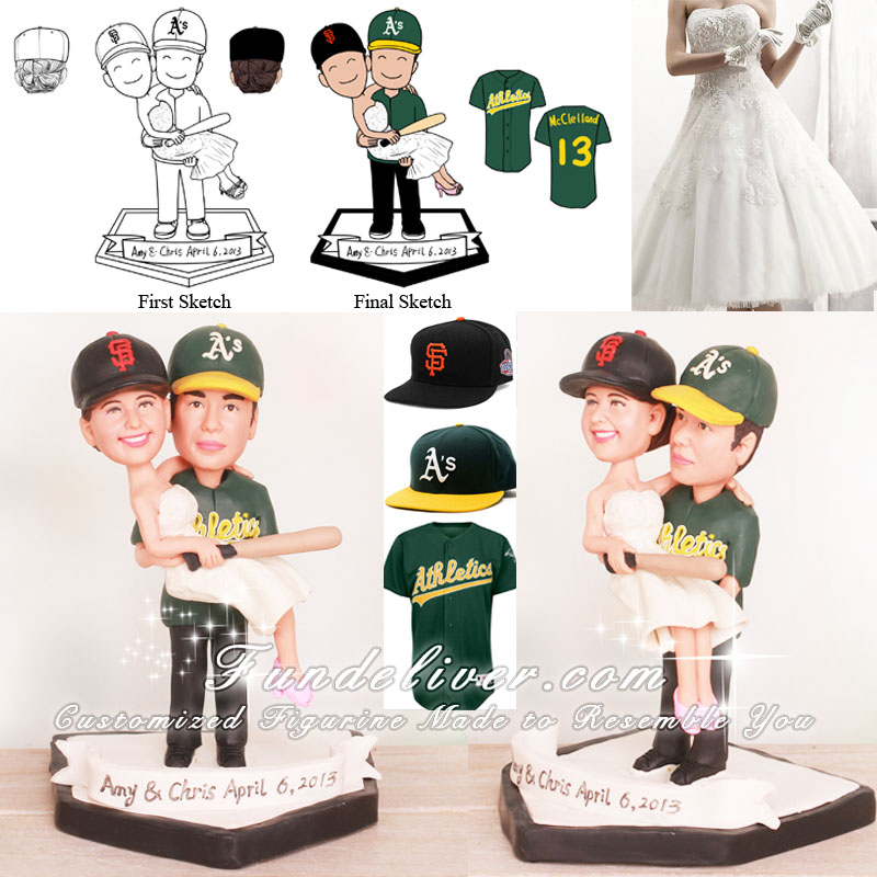 San Francisco Giant and Oakland Athletics Wedding Cake Toppers